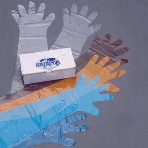 Polyethylene Shoulder Gloves - Large, 1 1/4 mil, Clear
